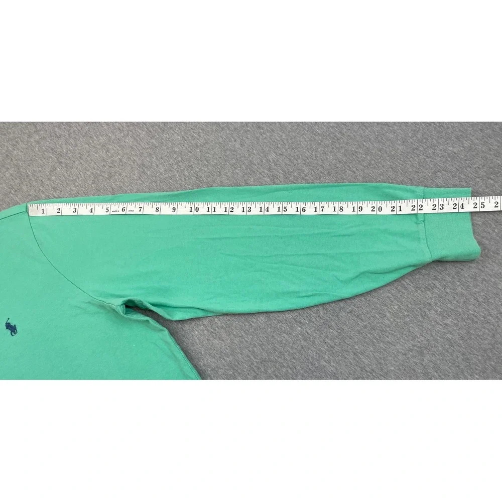 Polo Ralph Lauren T-Shirt Mens XL Green 100% Cotton Crew Neck Long Sleeve Pony